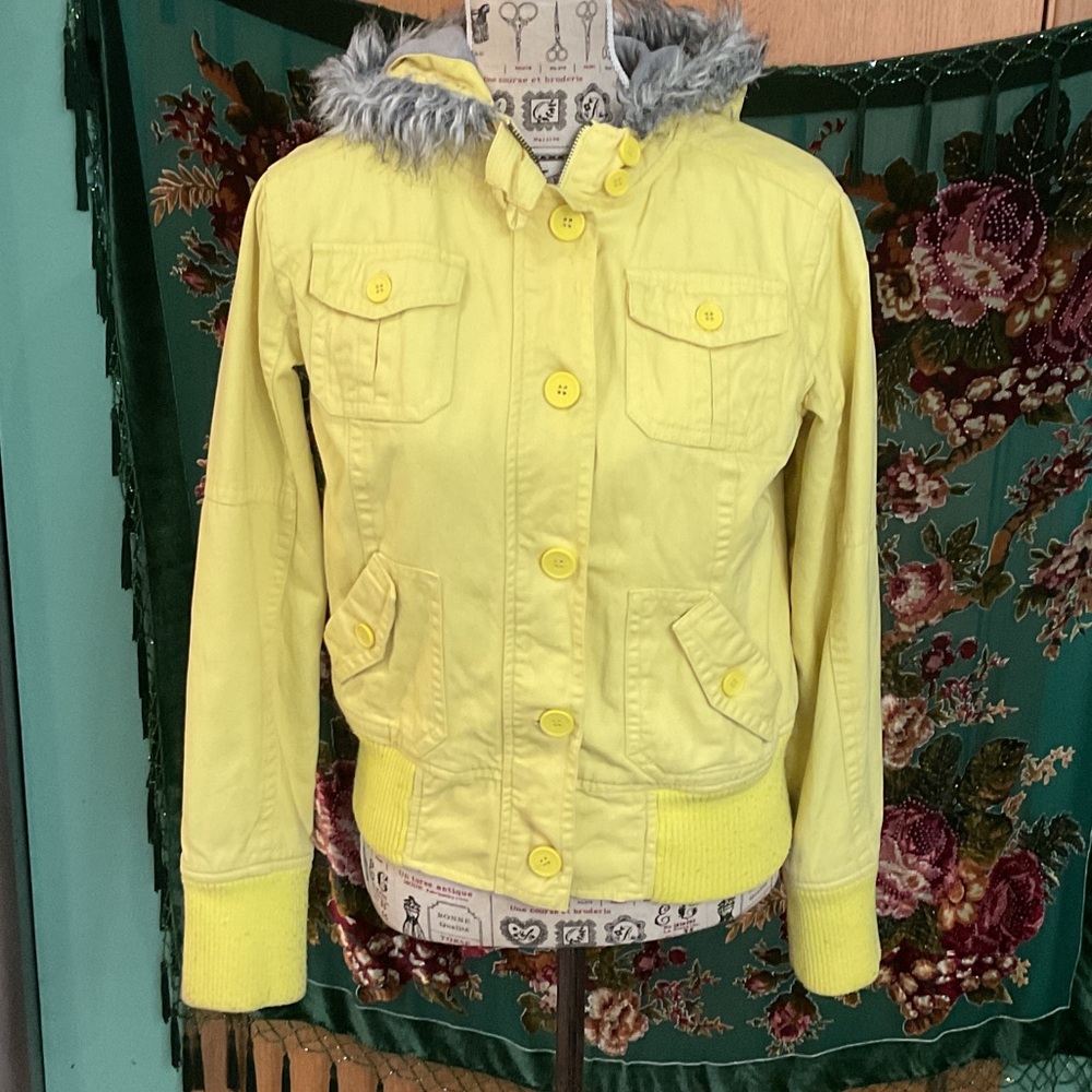 Empyre Yellow Jacket with Faux Fur Hood